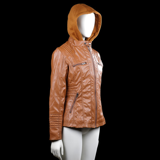 Leather jacket - Camel - Size M