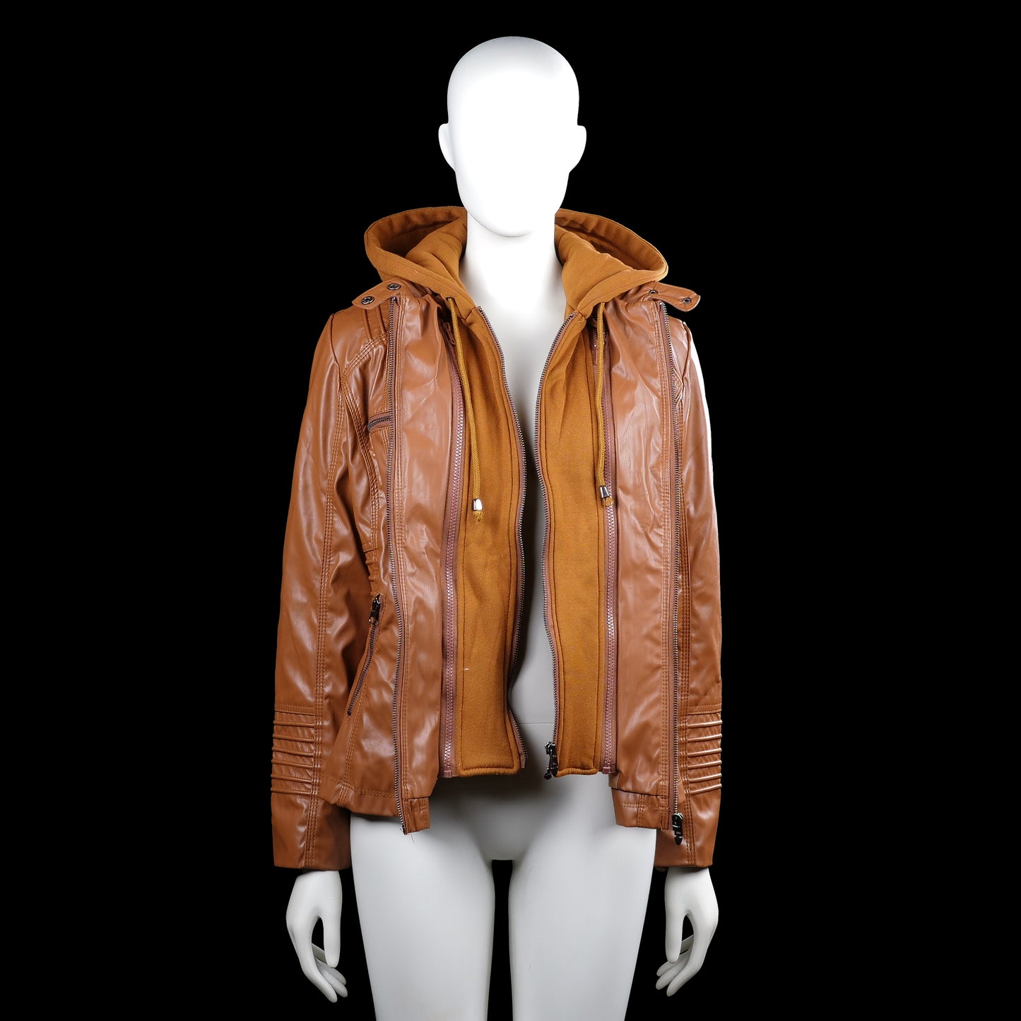 Leather jacket - Camel - Size M