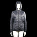 Esmara - Padded jacket - Dark Gray - Size 38 - Dark gray solid hooded quilted jacket with a full-length front zipper and long sleeves. Features elastic cuffs, a straight hem, and zip pockets at the sides.