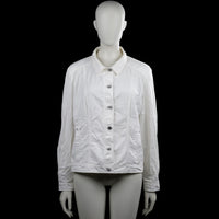 Sport jacket - White - Size M - White solid jacket with a classic collar and front button closure. Features long sleeves with button cuffs, a straight hem, and front pockets.