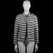 Only one - Blazer - White & Black - Size 42 - Black and white striped jacket with a classic collar and long sleeves. Features a straight hem, plain cuffs, and a front button closure.