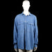 Fanani clothing - Shirt - Denim Blue - Size M - Denim blue solid button-front shirt with a classic collar and long sleeves. Features two flap chest pockets and button cuffs with a straight hem.