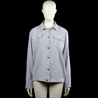 Trucker jacket - Light Blue - Size M - Light blue solid jacket with a classic collar and a button-up front. Features long sleeves with button cuffs, two buttoned chest flap pockets, and a straight hem.