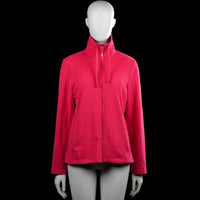 Cecil - Hoodie - Pink - Size M - Pink solid zip-up top with a high neck and drawstrings. Long sleeves with plain cuffs and a straight hem.