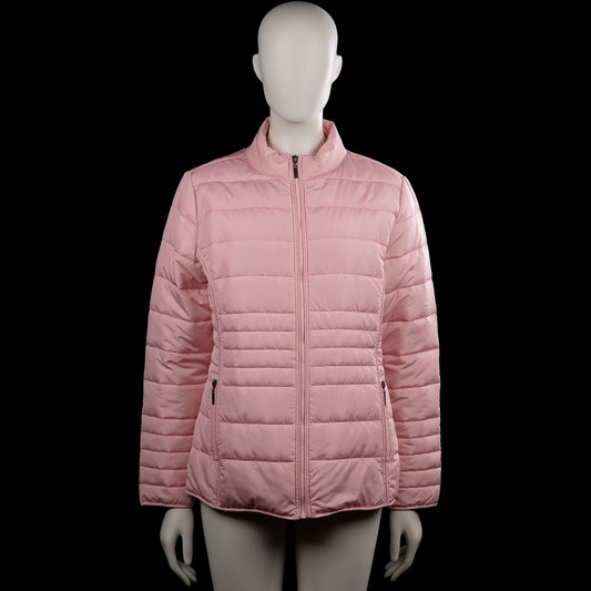 Jazlyn - Padded jacket - Pink - Size 42 - Pink solid quilted jacket with a high neck and a full front zipper closure. Long sleeves with plain cuffs and zippered front pockets with a straight hem.