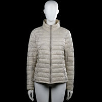 America today - Padded jacket - Beige - Size L - Beige solid quilted jacket with a high neck and a full-length front zip closure. Long sleeves with plain cuffs and a straight hem.