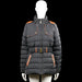 Card jeans - Padded coat - Black & Brown - Size M - Black quilted jacket with a high neck and long sleeves with ribbed cuffs. Features a front zip closure, a belted waist, and brown trim with front pockets.