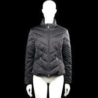 Amisu - Padded jacket - Black - Size 36 - Black solid quilted jacket with a high neck and a full-length front zip closure. Features long sleeves with plain cuffs and angled zip pockets with a straight hem.