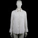 Amisu - Shirt - White - Size L - White button-up shirt with a classic collar and long sleeves. Features a vertical striped pattern, plain cuffs, and a curved hem.