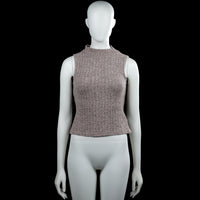 Shein - Tank top - Taupe - Size S - Taupe sleeveless ribbed top with a mock neck. Straight hem with plain armholes.
