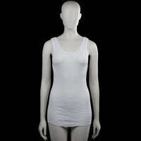 Tank top - White - Size S - White solid sleeveless top with a scoop neckline and wide shoulder straps. Straight hem with no visible closures or pockets.