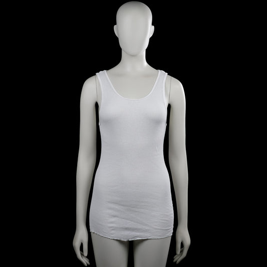 Tank top - White - Size S - White solid sleeveless top with a scoop neckline and wide shoulder straps. Straight hem with no visible closures or pockets.