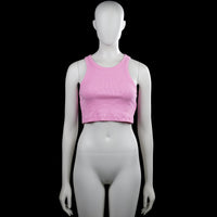 Na-kd - Tank top - Pink - Size XS - Pink sleeveless cropped tank top with a round neckline and wide shoulder straps. Straight hem with no visible closures.