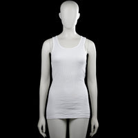 Hanes - Tank top - White - Size M - White sleeveless ribbed top with a scoop neckline and wide shoulder straps. Straight hem with no visible closures.