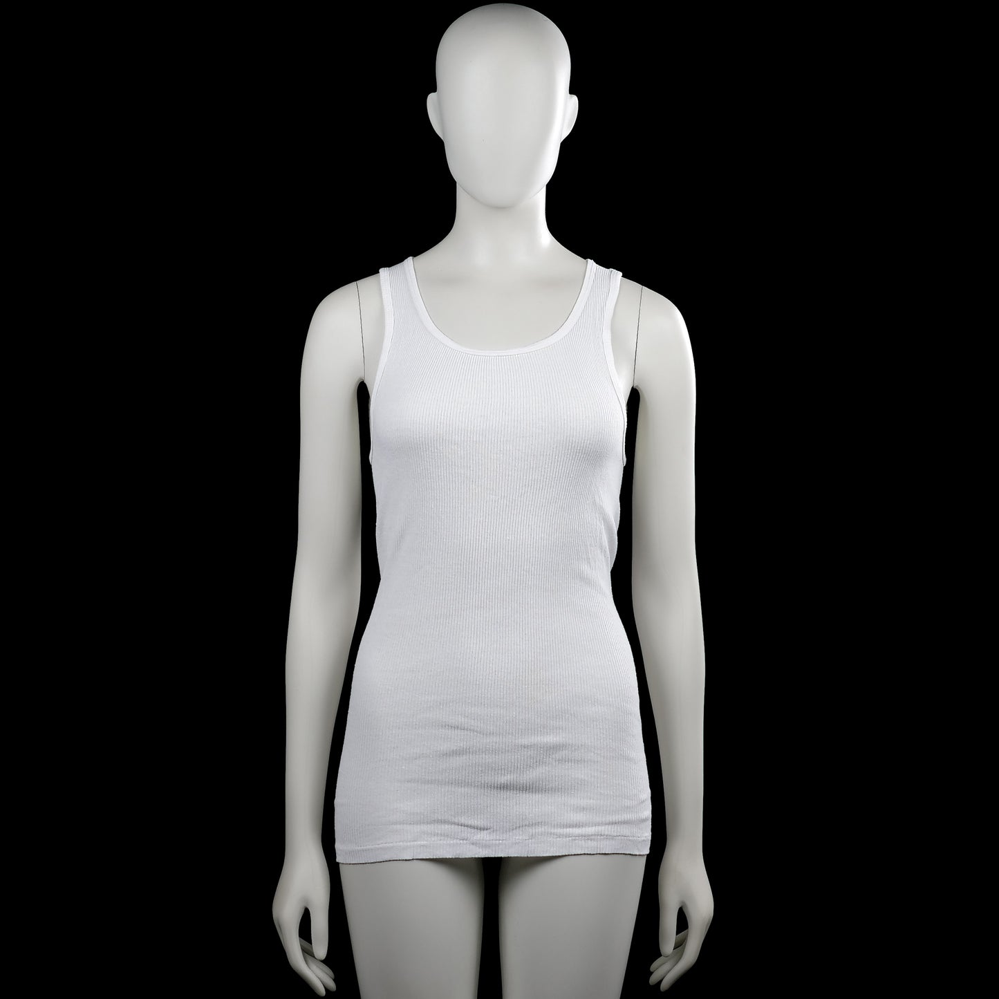 Hanes - Tank top - White - Size M - White sleeveless ribbed top with a scoop neckline and wide shoulder straps. Straight hem with no visible closures.