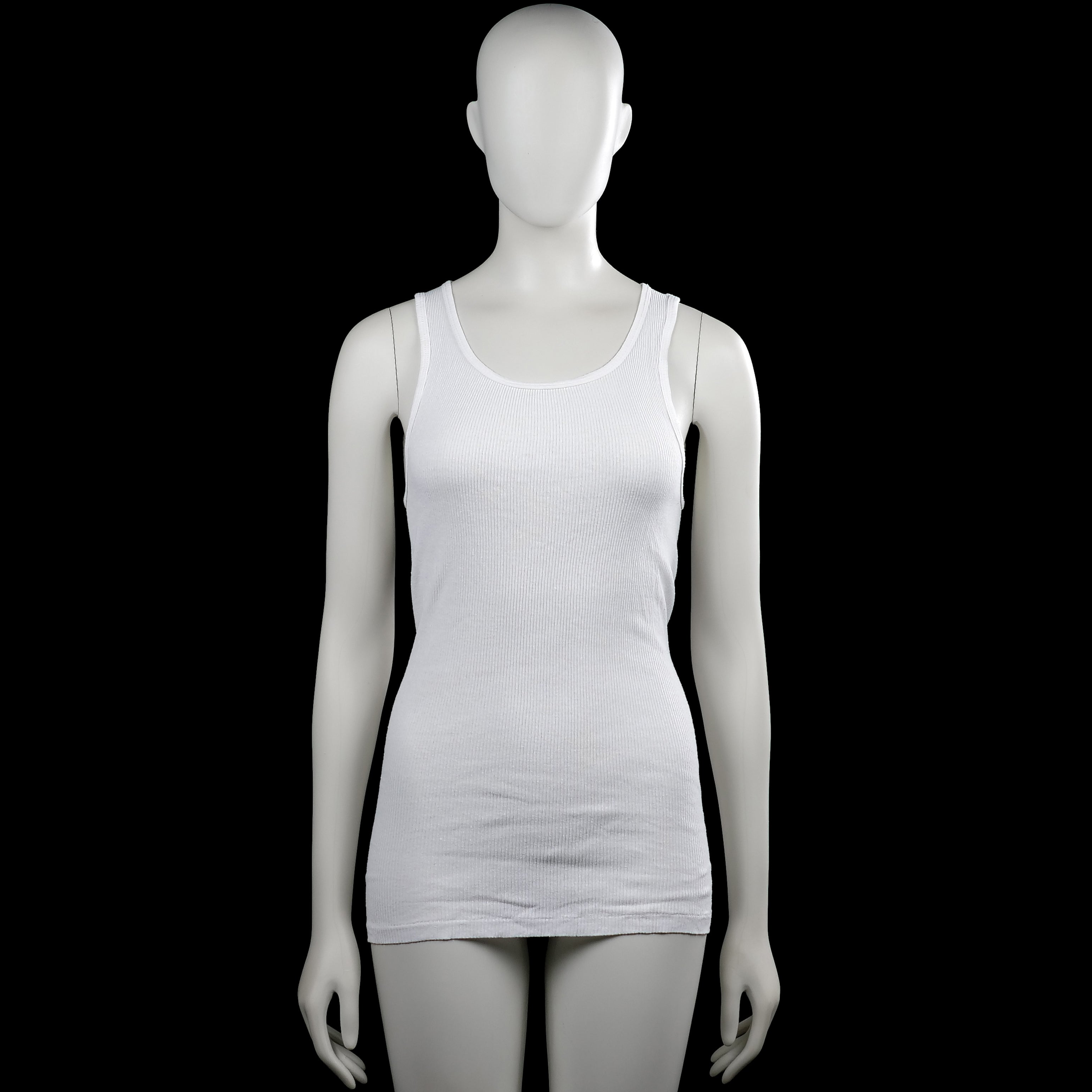 Hanes - Tank top - White - Size M - White sleeveless ribbed top with a scoop neckline and wide shoulder straps. Straight hem with no visible closures.