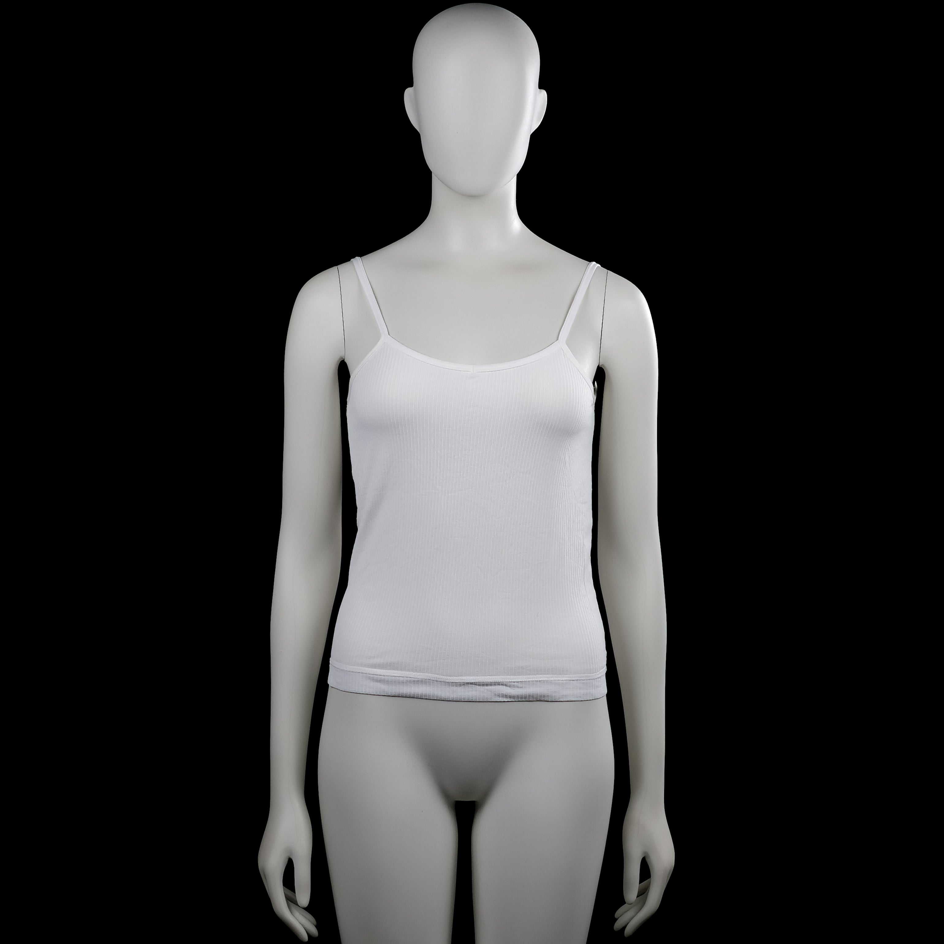 Tank top - White - Size S - White solid camisole with thin shoulder straps and a scoop neckline. Features a straight hem and no visible closures.