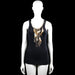 Coolcat - Tank top - Black - Size S - Black solid sleeveless top with a scoop neckline and straight hem. Features a gold-toned chain and feather detail at the front neckline.