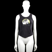 Gwh - Tank top - Black - Size S - Black sleeveless top with a round neckline and plain arm openings. Features a large graphic print on the front and a straight hem.