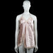 Tunic - Light Pink & Beige - Size M - Light pink slip dress with a solid design, V-neckline, and sleeveless halter straps tied at the back. Features beige lace trim along the neckline and straight hem.