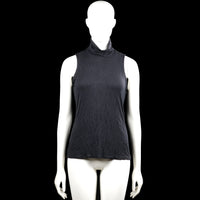 H&M - Tank top - Black - Size M - Black solid sleeveless top with a turtleneck. Straight hem with no visible closures.