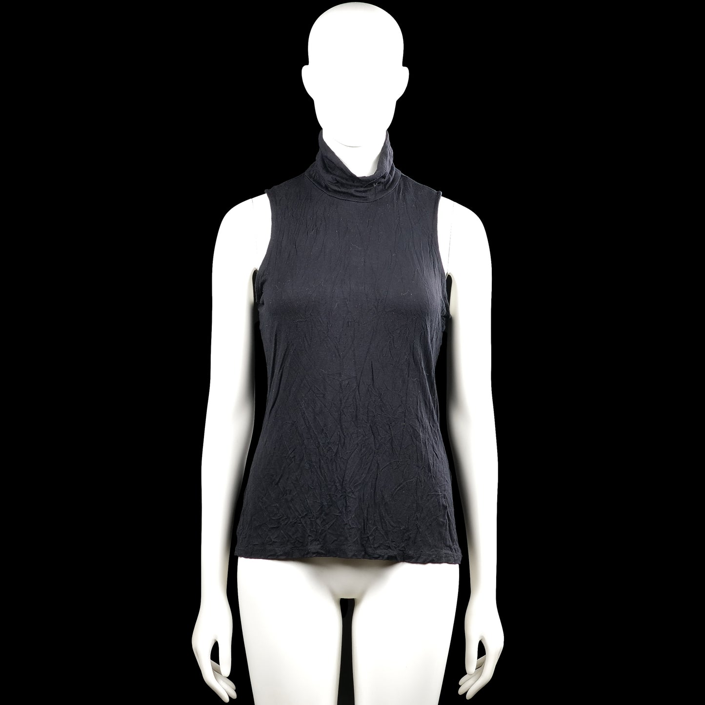 H&M - Tank top - Black - Size M - Black solid sleeveless top with a turtleneck. Straight hem with no visible closures.