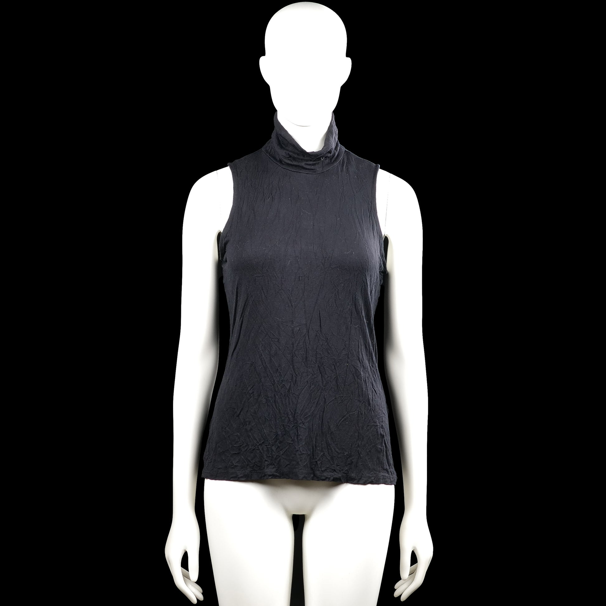 H&M - Tank top - Black - Size M - Black solid sleeveless top with a turtleneck. Straight hem with no visible closures.