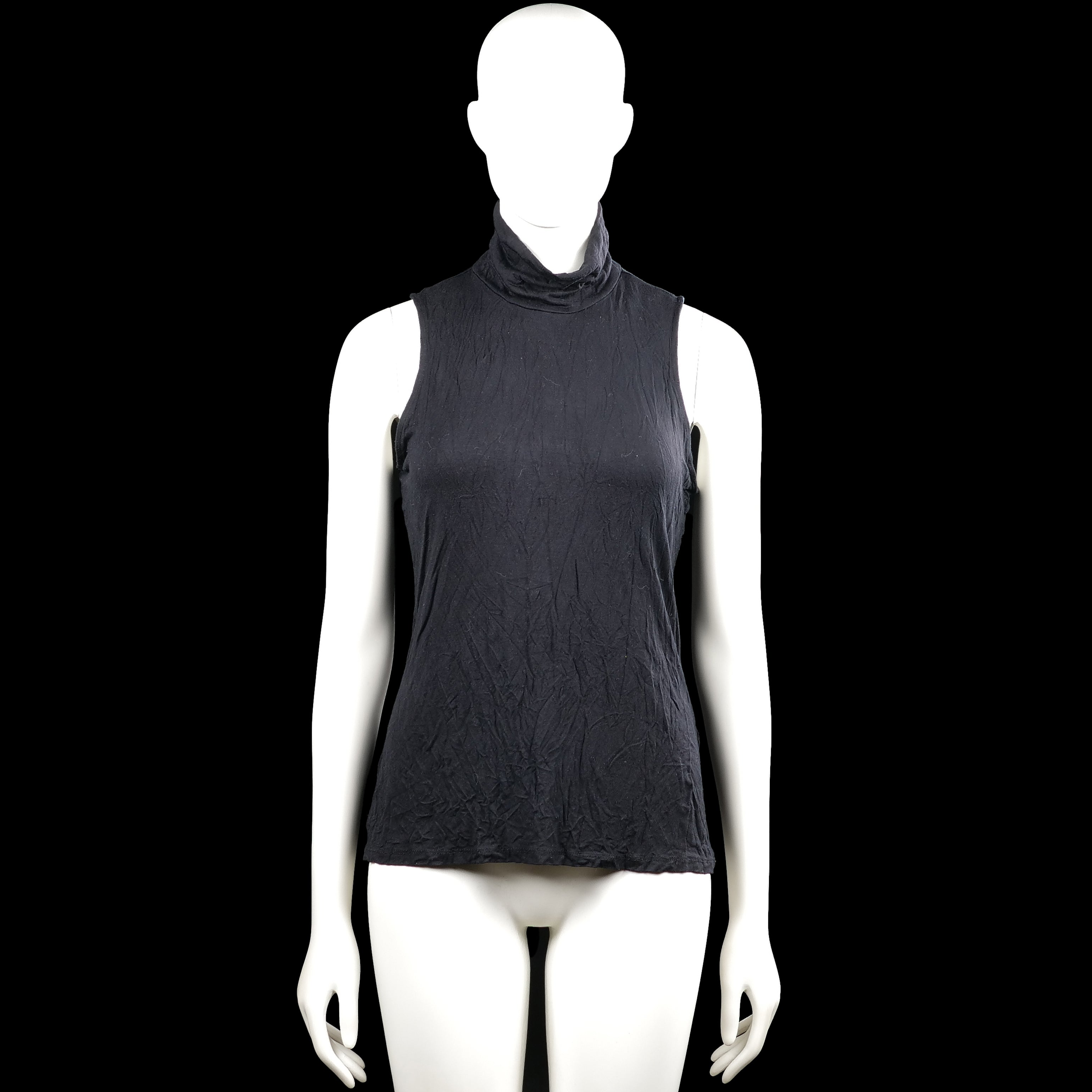 H&M - Tank top - Black - Size M - Black solid sleeveless top with a turtleneck. Straight hem with no visible closures.