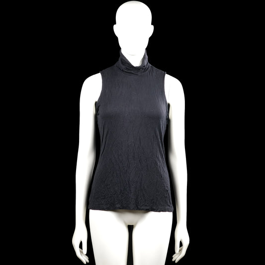 H&M - Tank top - Black - Size M - Black solid sleeveless top with a turtleneck. Straight hem with no visible closures.