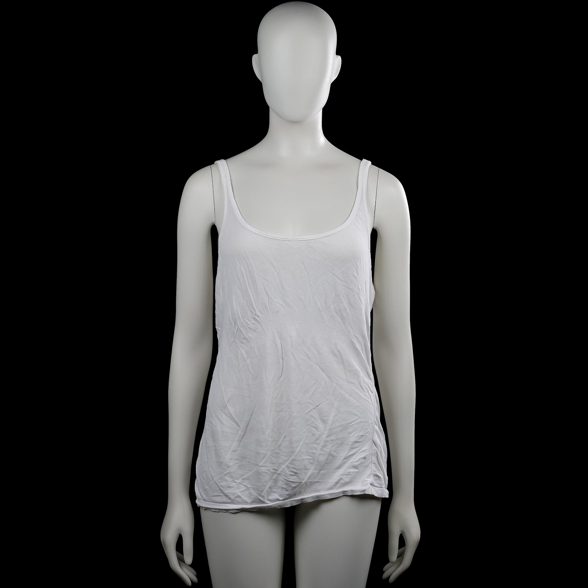 Lindex - Tank top - White - Size S - White solid sleeveless top with shoulder straps and a scoop neckline. Straight hem with plain edges and no visible closures.