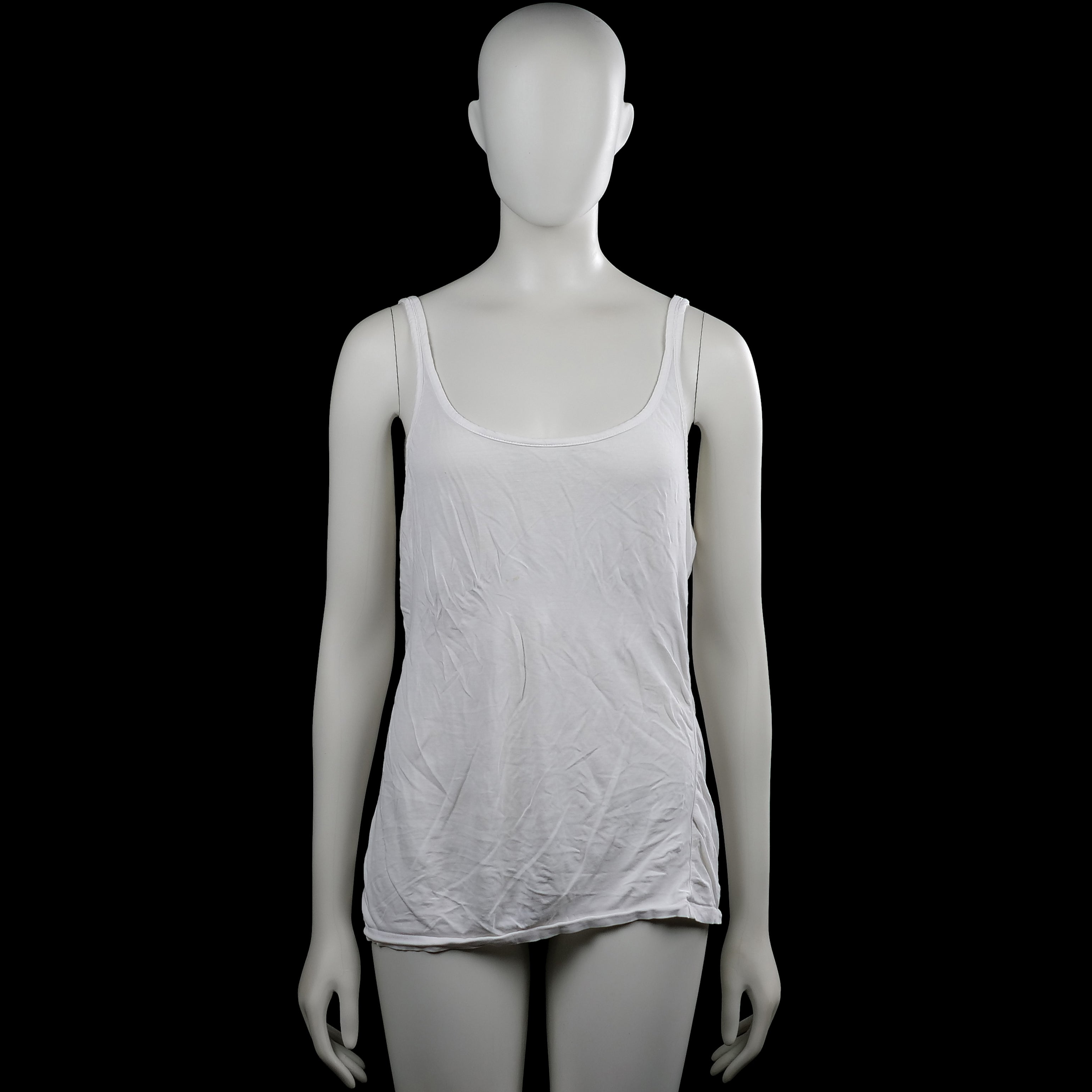 Lindex - Tank top - White - Size S - White solid sleeveless top with shoulder straps and a scoop neckline. Straight hem with plain edges and no visible closures.