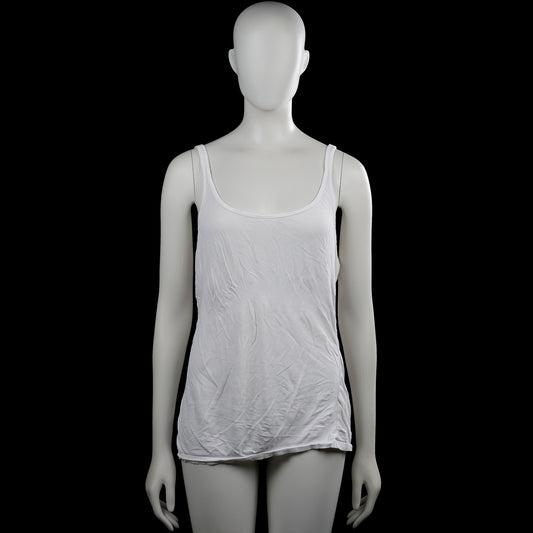 Lindex - Tank top - White - Size S - White solid sleeveless top with shoulder straps and a scoop neckline. Straight hem with plain edges and no visible closures.