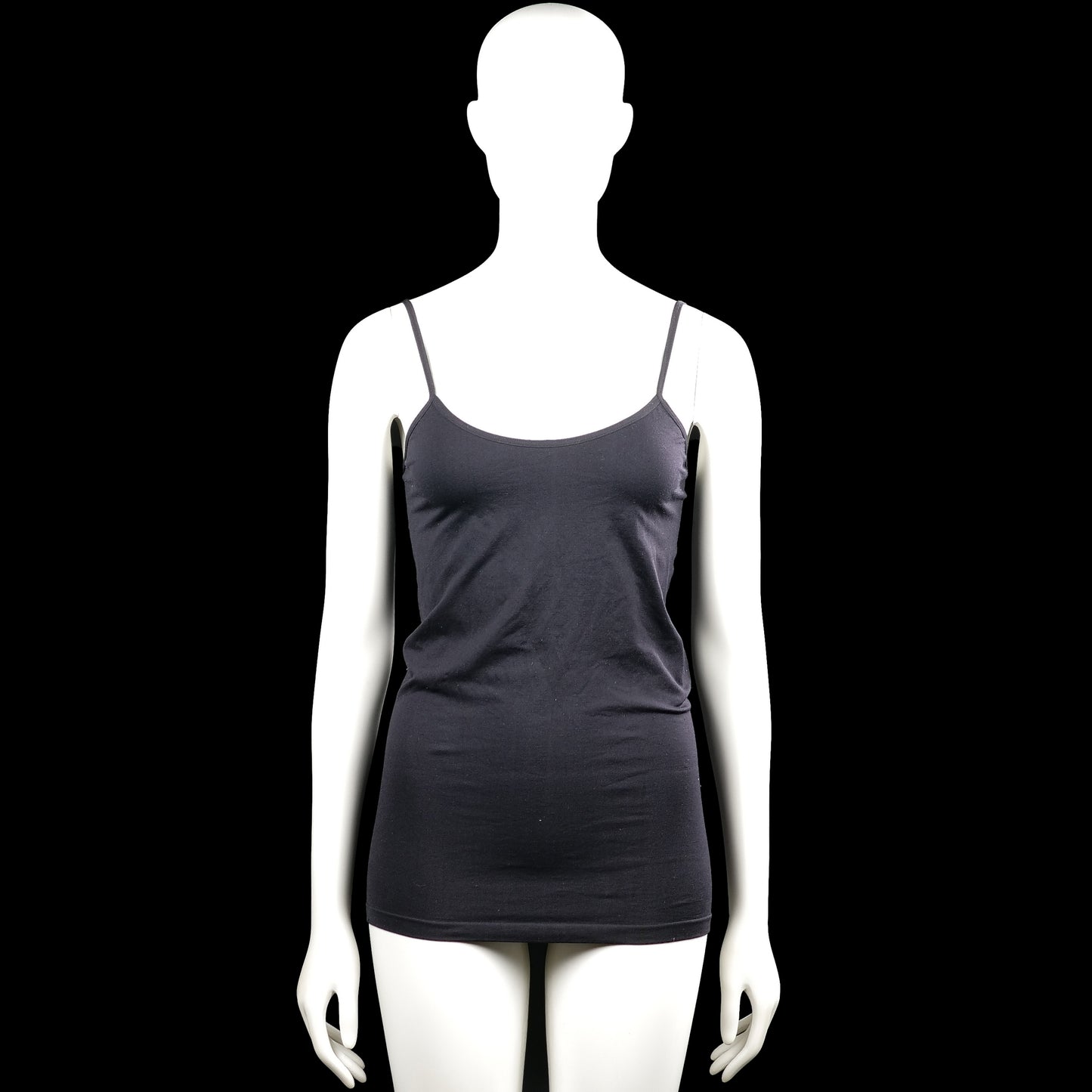 Tank top - Charcoal - Size L, XL - Charcoal solid camisole-style top with thin shoulder straps and a scoop neckline. Straight hem with no visible closures or pockets.
