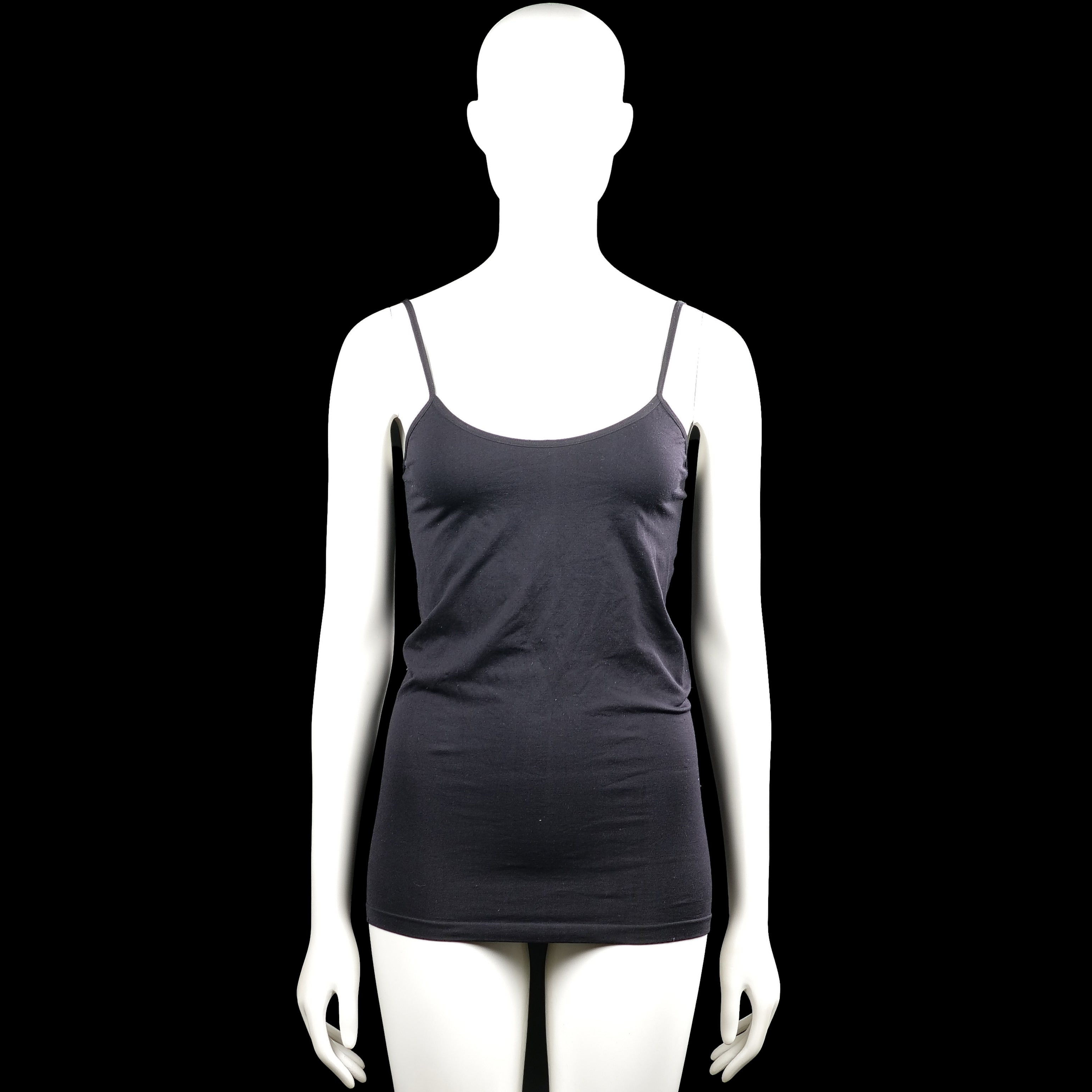 Tank top - Charcoal - Size L, XL - Charcoal solid camisole-style top with thin shoulder straps and a scoop neckline. Straight hem with no visible closures or pockets.