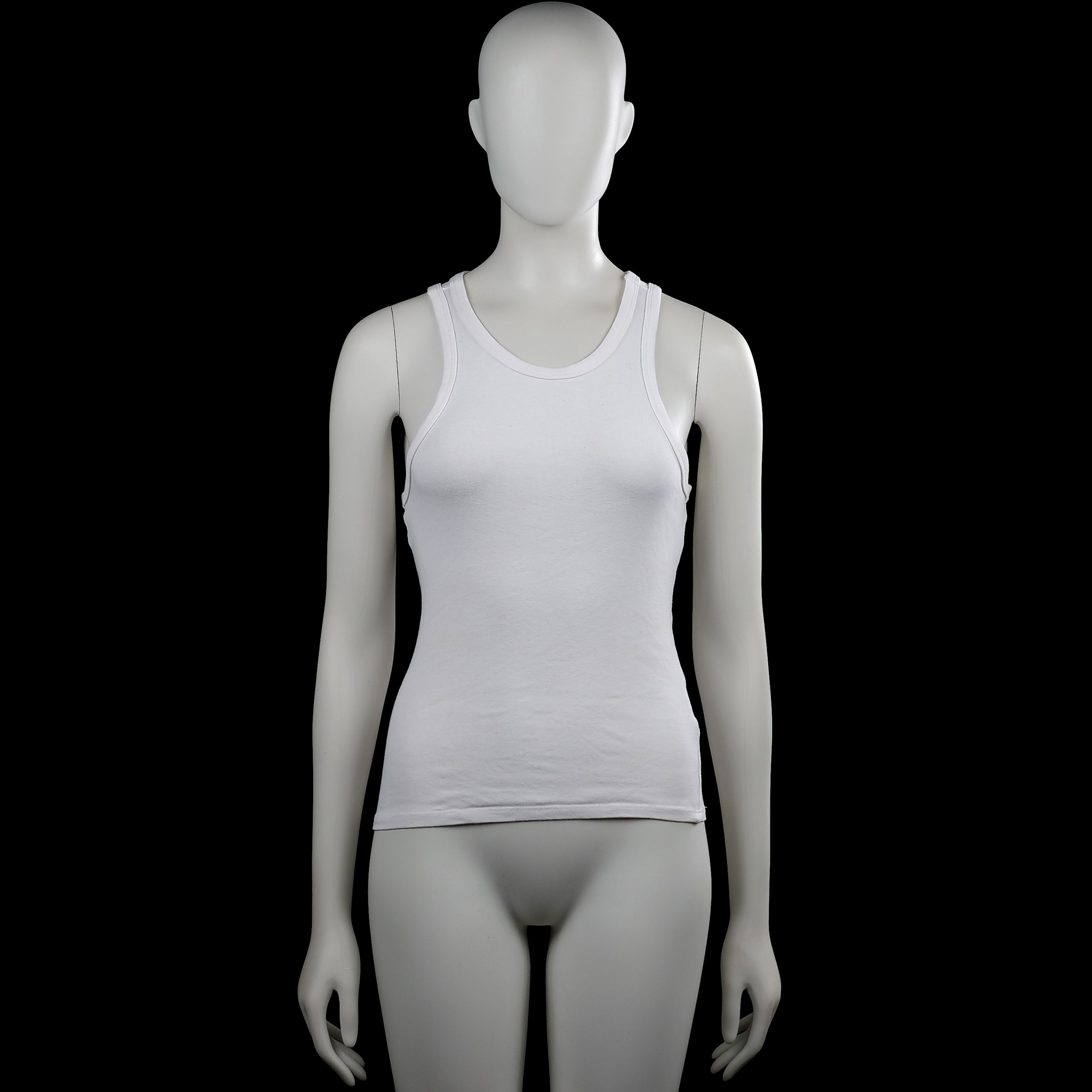 Gina Tricot - Tank top - White - Size M - White solid sleeveless tank top with a scoop neckline and wide shoulder straps. Straight hem with plain armhole and neckline binding.
