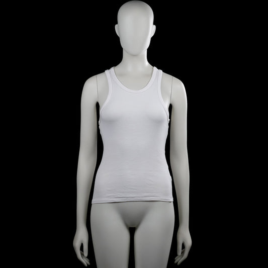Gina Tricot - Tank top - White - Size M - White solid sleeveless tank top with a scoop neckline and wide shoulder straps. Straight hem with plain armhole and neckline binding.