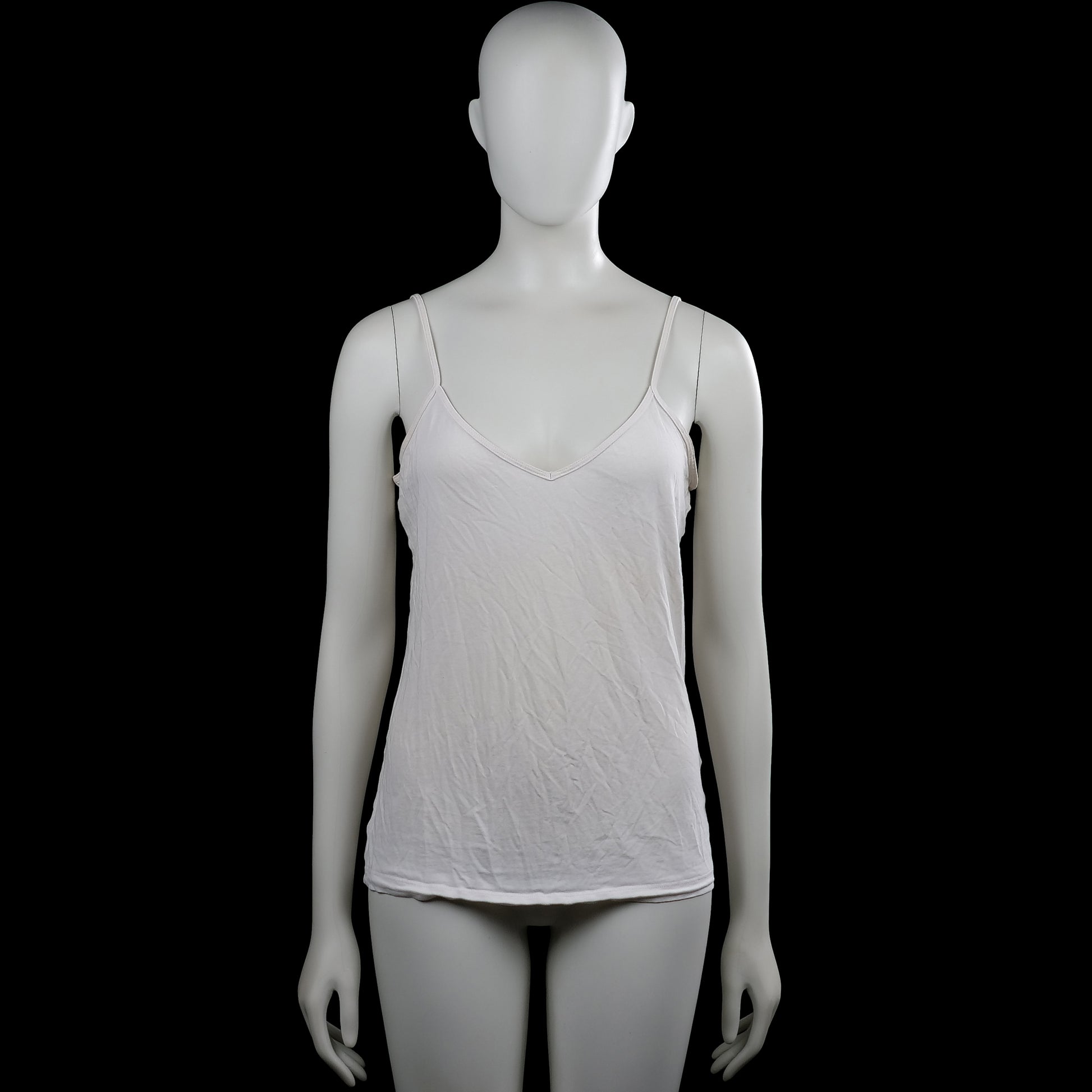 H&m basic - Tank top - White - Size M - White solid camisole with thin shoulder straps and a V-neckline. Straight hem with no visible closures or pockets.