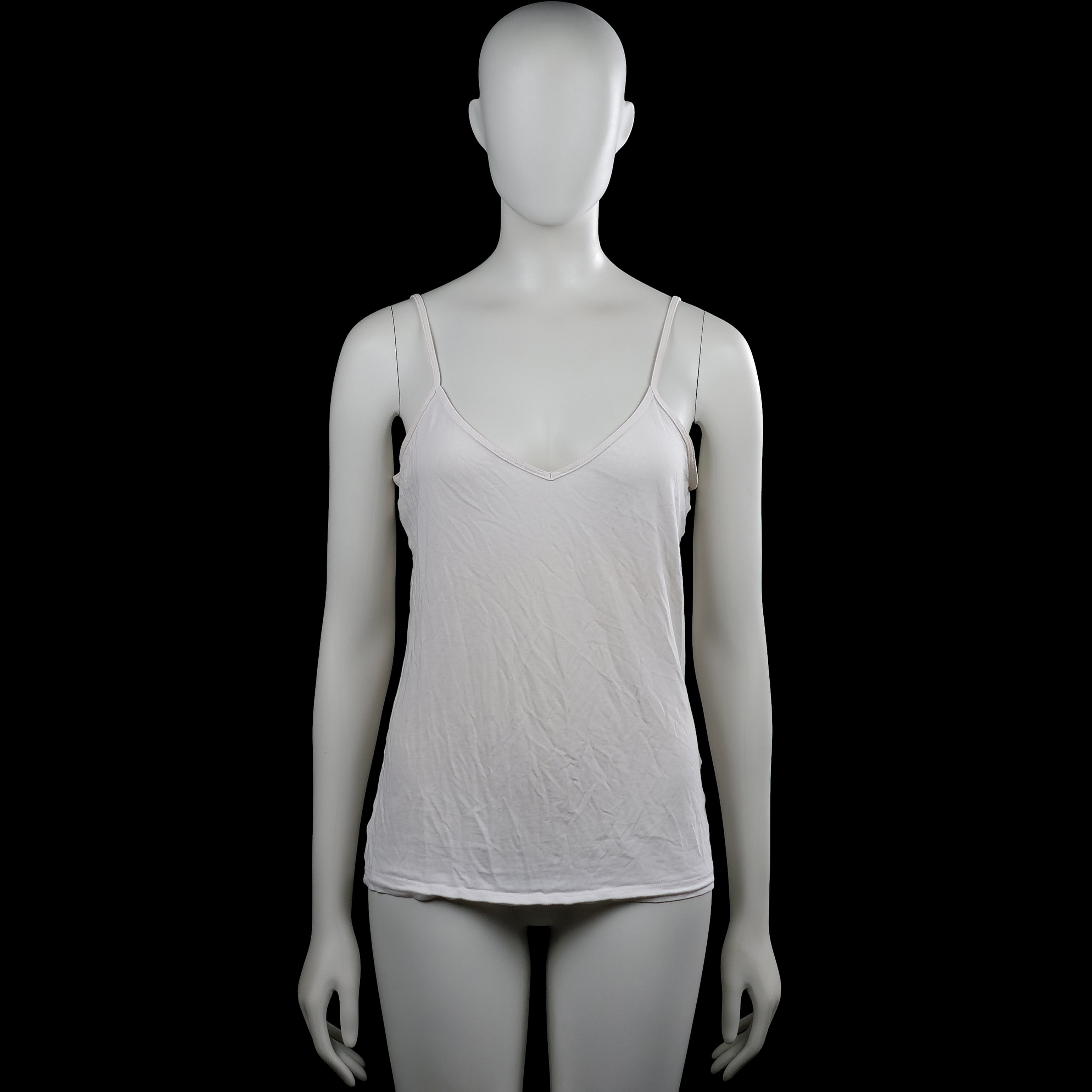 H&m basic - Tank top - White - Size M - White solid camisole with thin shoulder straps and a V-neckline. Straight hem with no visible closures or pockets.