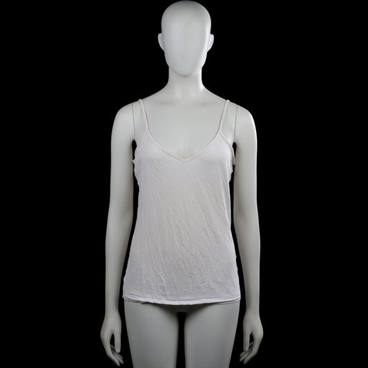 H&m basic - Tank top - White - Size M - White solid camisole with thin shoulder straps and a V-neckline. Straight hem with no visible closures or pockets.