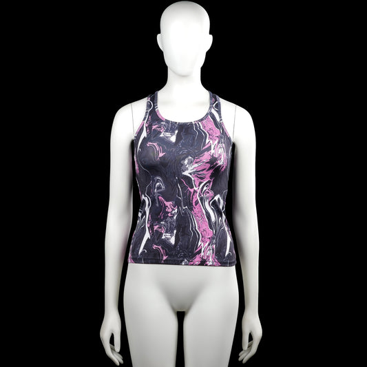 Pxs - Tank top - Black & Pink - Size 140 - Black and pink printed sleeveless tank top with a scoop neckline and racerback. Straight hem and plain arm and neck openings.