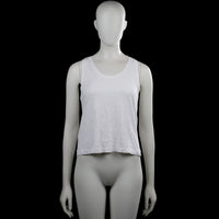 Mng - Tank top - White - Size S - White solid sleeveless top with a scoop neckline. Straight hem with plain arm openings.