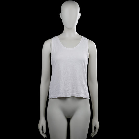 Mng - Tank top - White - Size S - White solid sleeveless top with a scoop neckline. Straight hem with plain arm openings.