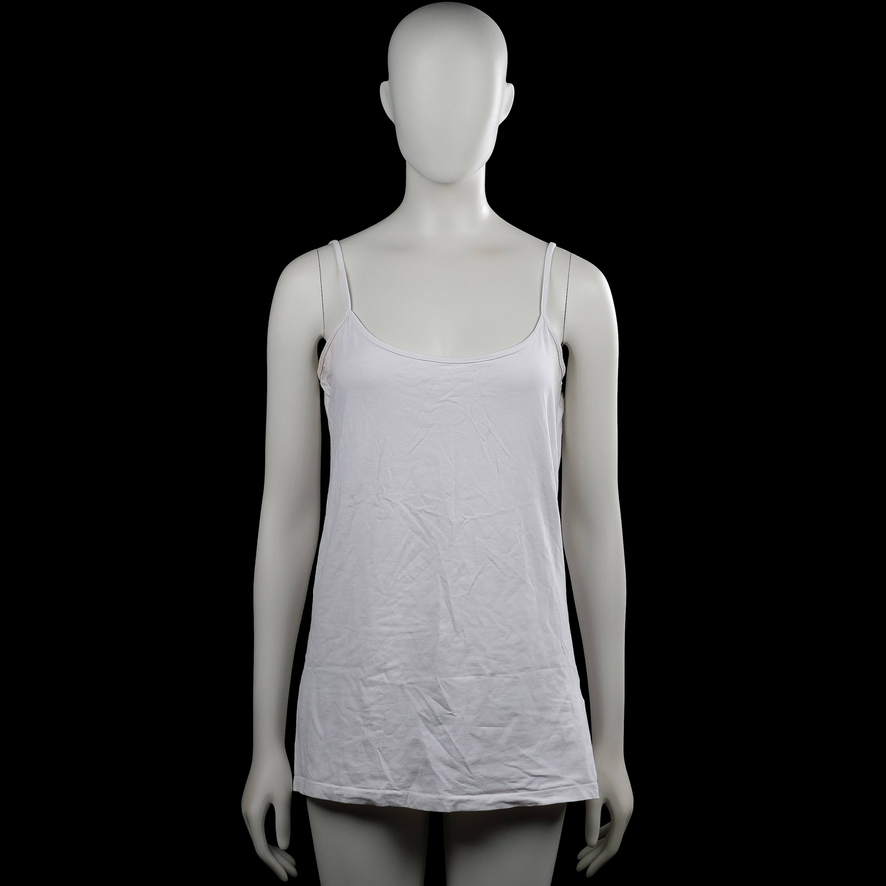 Actual Basic - Tank top - White - Size XXL - White solid camisole with thin shoulder straps and a scoop neckline. Straight hem with no visible closures.