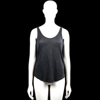 Åhlens - Tank top - Charcoal - Size S - Charcoal solid sleeveless tank top with a scoop neckline and plain arm openings. Features an asymmetrical hem with an extended side panel.