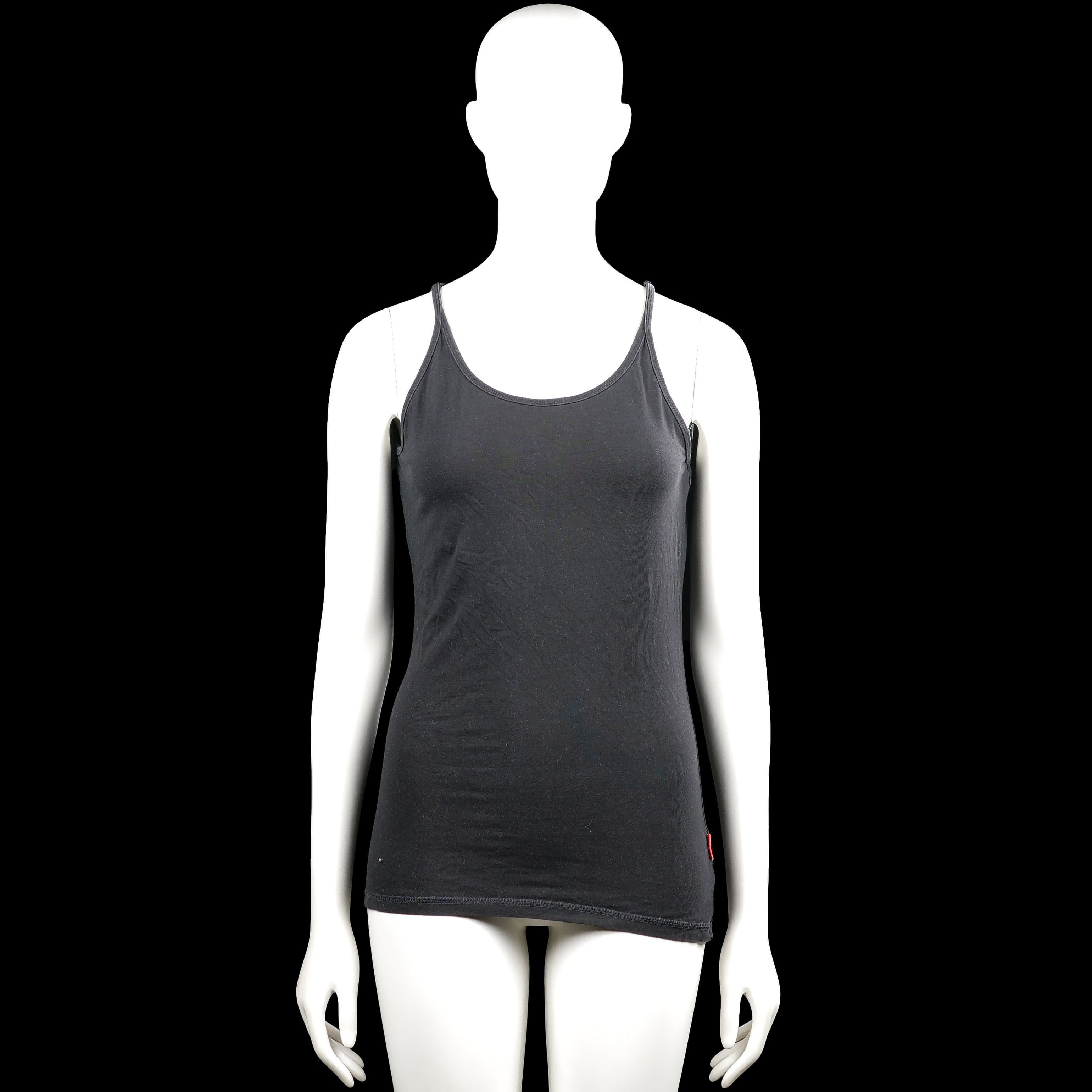 Newbody - Tank top - Black - Size L - Black solid sleeveless top with thin shoulder straps and a scoop neckline. Straight hem with no visible closures or pockets.