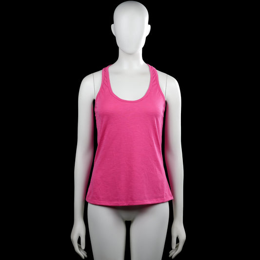 Monstanita - Tank top - Pink - Size M - Pink solid sleeveless tank top with a scoop neckline and racerback. Straight hem with a small printed graphic near the lower back.