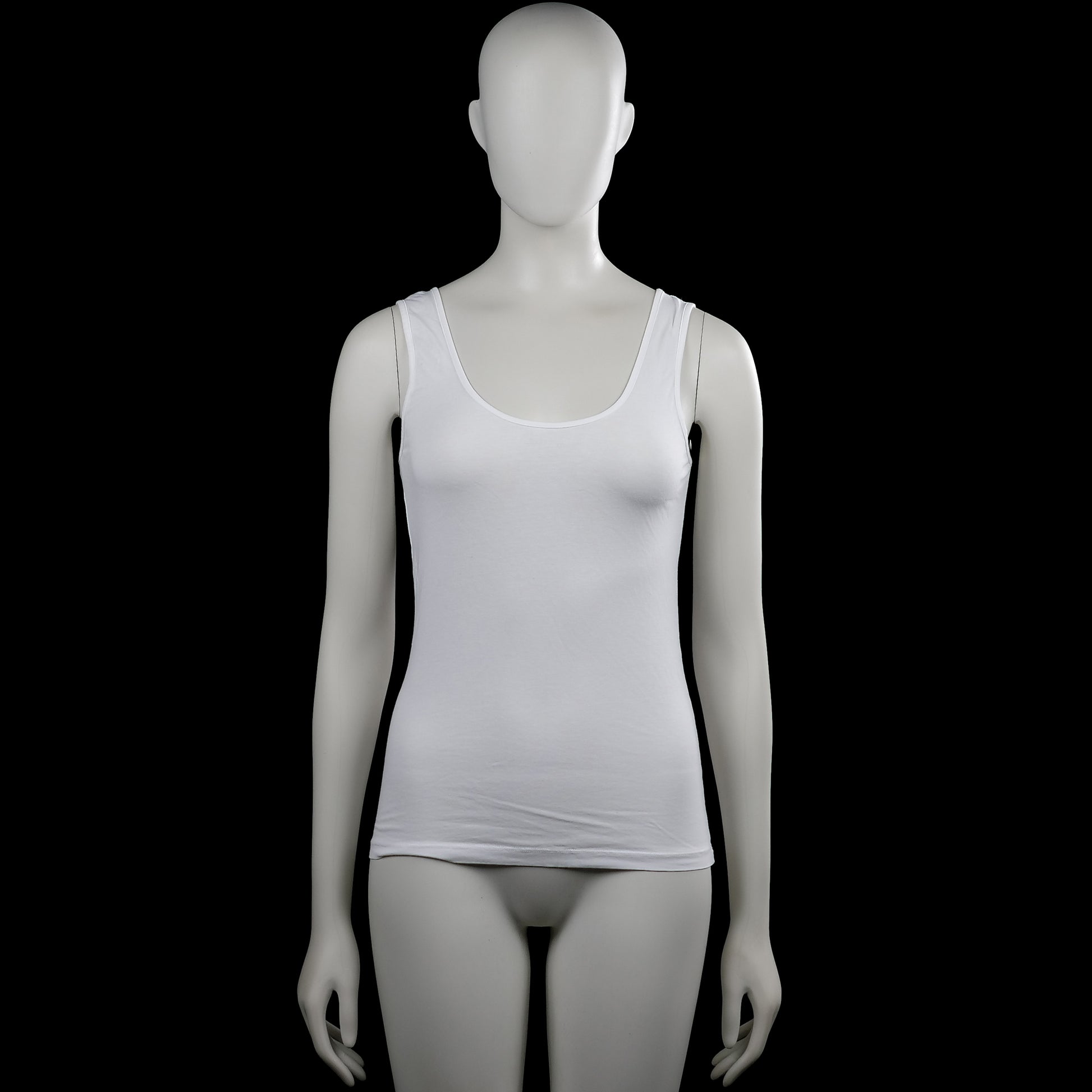 Anni Rolfi - Tank top - White - Size S - White solid sleeveless top with a scoop neckline and wide shoulder straps. Straight hem with no visible closures or pockets.