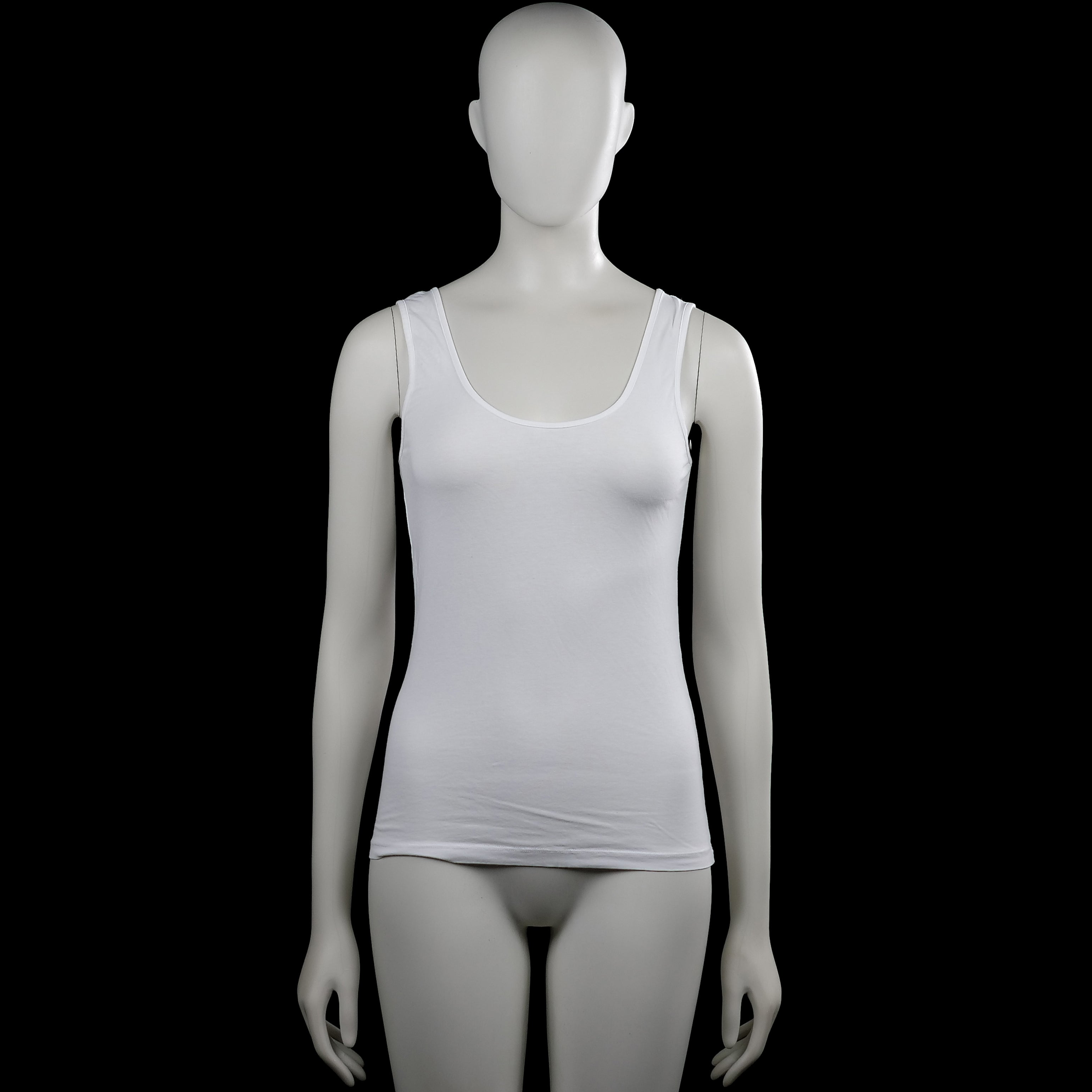 Anni Rolfi - Tank top - White - Size S - White solid sleeveless top with a scoop neckline and wide shoulder straps. Straight hem with no visible closures or pockets.