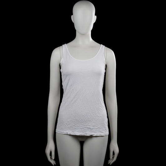 Kappahl - Tank top - White - Size S - White solid sleeveless top with a scoop neckline and wide shoulder straps. Straight hem with no visible closures.
