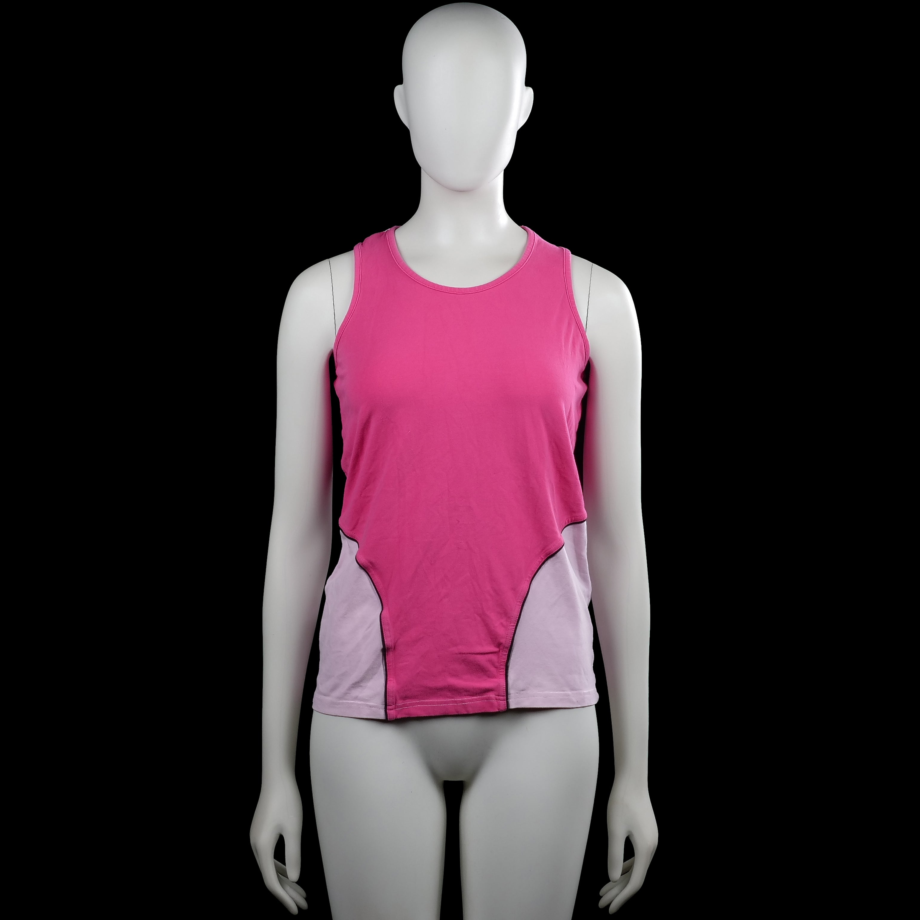 Soc - Bodysuit - Pink & Lilac - Size 42 - Pink and lilac sleeveless top with a round neck and racerback. Features a straight hem with contrasting seam trim.